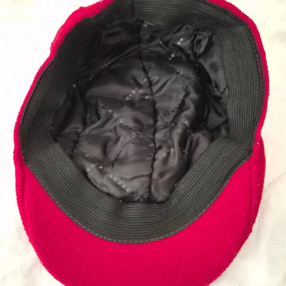 Vintage Polo Ralph Lauren Baby Flat Cap Red Fleece Newsboy Driving Hat Ivy